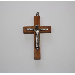 Cruz de madera de olivo con cristo románico