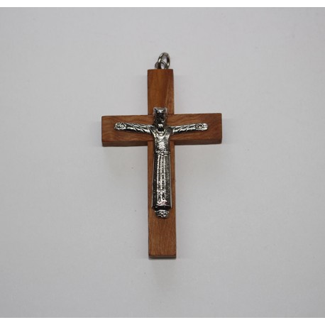 Cruz de madera de olivo con cristo románico