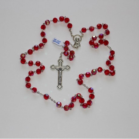 Rosario cristal facetado 32 fases rojo