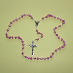 Rosario cristal nacarado rosa