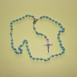 Rosario cristal nacarado azul