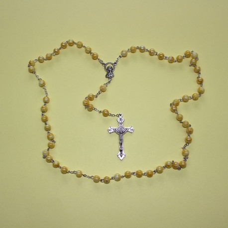 Rosario cristal nacarado amarillo