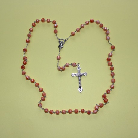 Rosario cristal nacarado coral