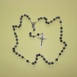 Rosario cristal nacarado gris