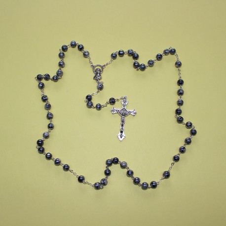 Rosario cristal nacarado gris