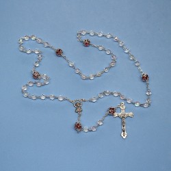 Rosario cristal 32 fases misterios con copete rojo