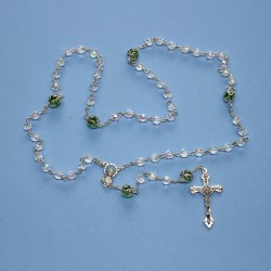 Rosario cristal 32 fases misterios con copete verde