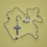 Rosario perla acrílico misterio Cruz blanco