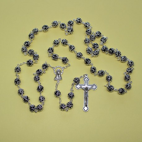 Rosario filigrana con alma de cristal negro