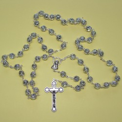 Rosario filigrana con alma de cristal celeste
