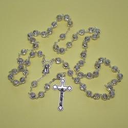 Rosario filigrana con alma de cristal transparente