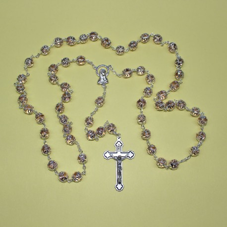 Rosario filigrana con alma de cristal rosa