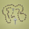 Rosario de filigrana con alma de cristal rosa – cuentas de 9 mm