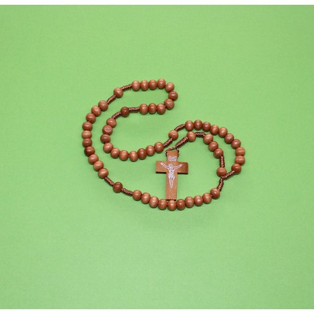 Rosario madera cuerda franciscano natural