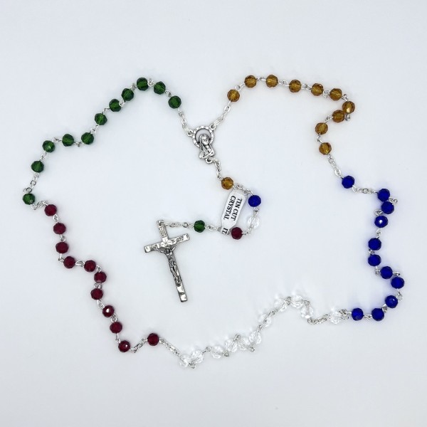 Rosario de cristal facetado misionero – cuentas de 6 mm
