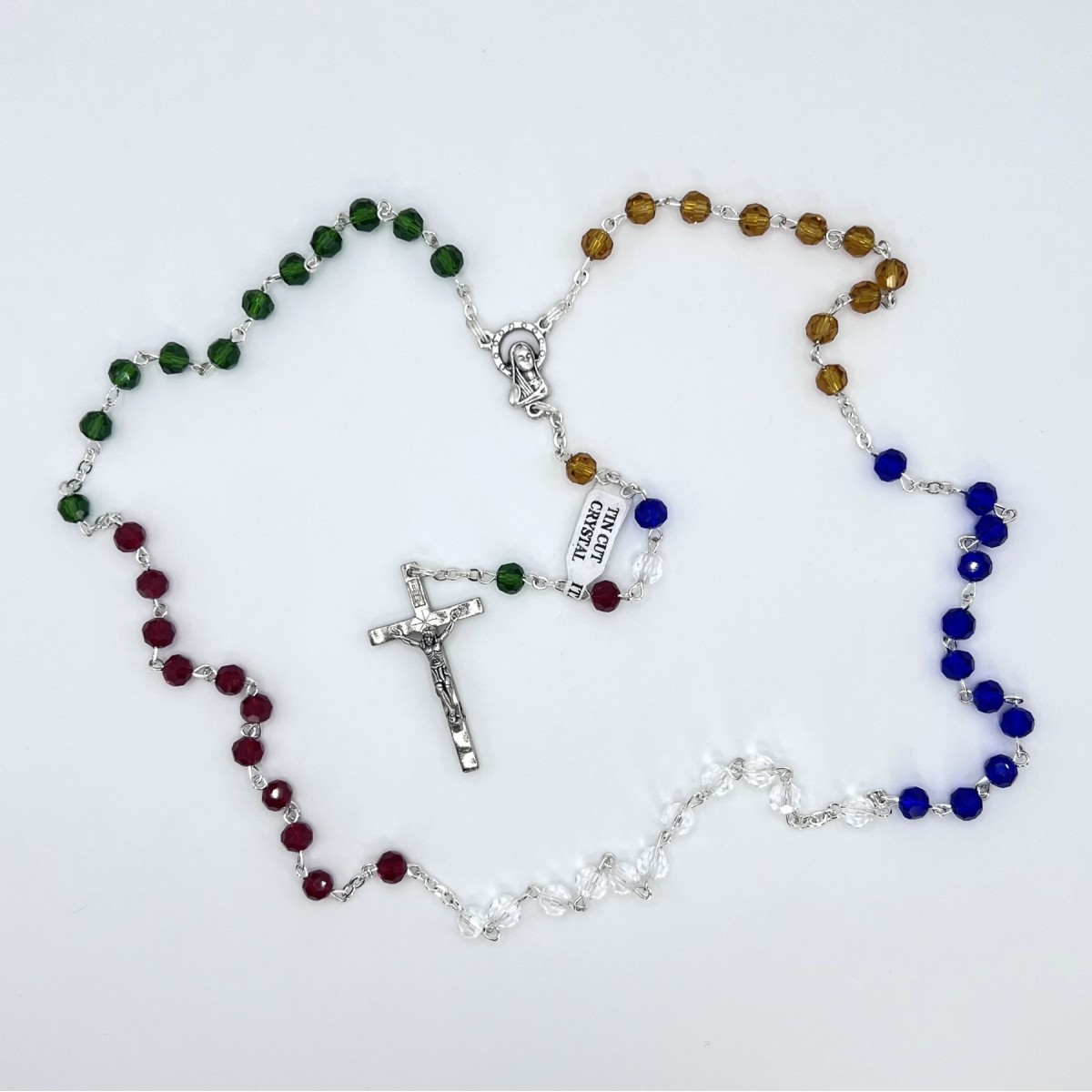 Rosario de cristal facetado misionero – cuentas de 6 mm