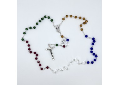 Rosario de cristal facetado misionero – cuentas de 6 mm