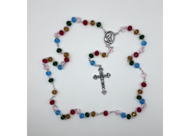 Rosario de cristal facetado multicolor – cuentas de 8 mm