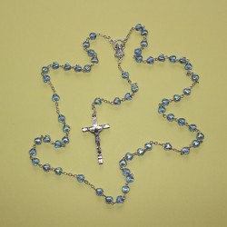 Rosario cristal corazón con cáliz azul