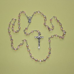 Rosario cristal corazón con cáliz azul