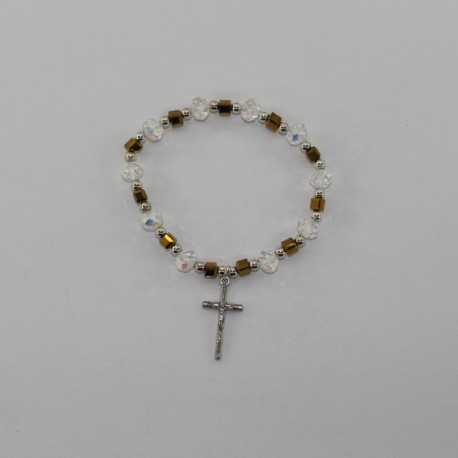 Pulsera de cristal en forma de cubo dorada