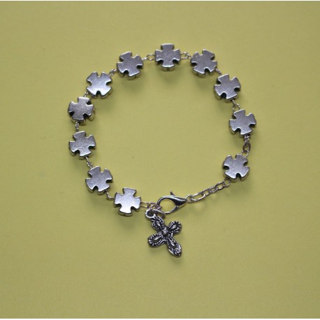 Pulsera Cruz celta metálica plateada