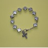 Pulsera Cruz Celta metálica plateada – cuentas de 10x10 mm