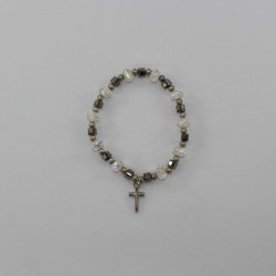 Pulsera de cristal en forma de cubo plateada