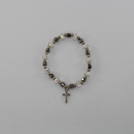 Pulsera de cristal en forma de cubo plateada