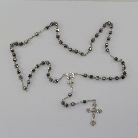 Pulsera de cristal en forma de cubo plateada