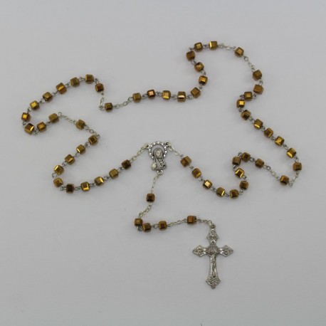 Pulsera de cristal en forma de cubo plateada