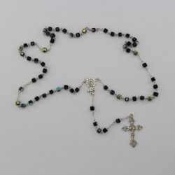 Rosario de cristal en forma de cubo negro