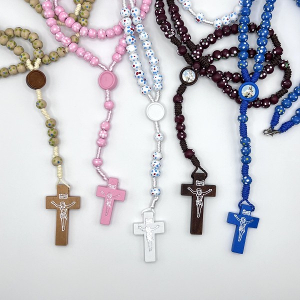 Rosari franciscà de fusta amb corda – diversos colors