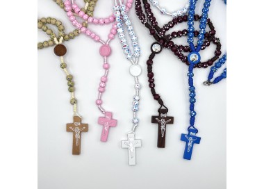 Rosari franciscà de fusta amb corda – diversos colors