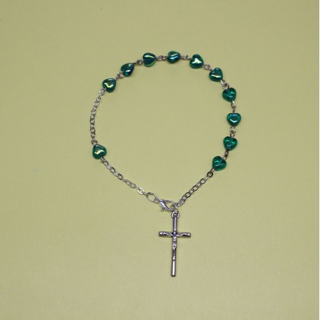 Pulsera de cristal corazón verde