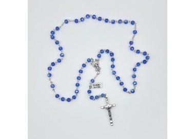 Rosario de cristal facetado azul – cuentas de 6 mm