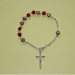 Pulsera de cristal corazón rojo
