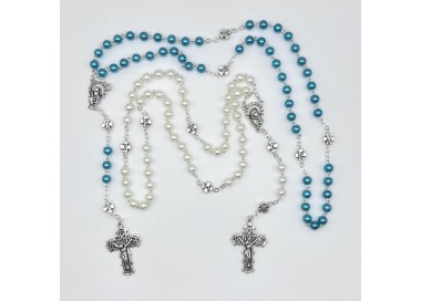 Rosario de perla acrílica con misterios y cruz– cuentas de 5 mm