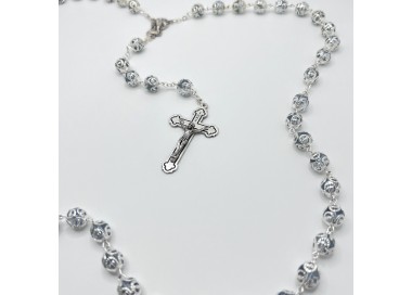 Rosario de filigrana con alma de cristal – cuentas de 9 mm