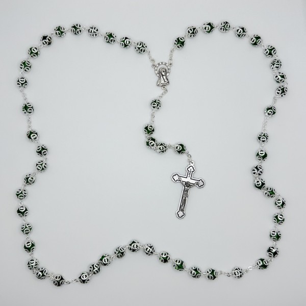 Rosario de filigrana con alma de cristal – cuentas de 9 mm