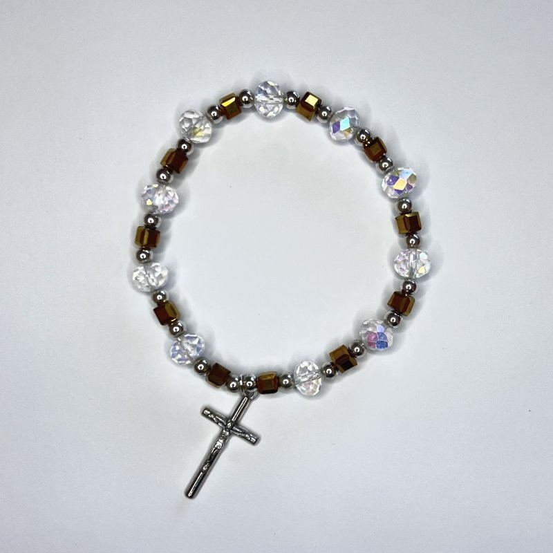 Pulsera de cristal en forma de cubo dorada