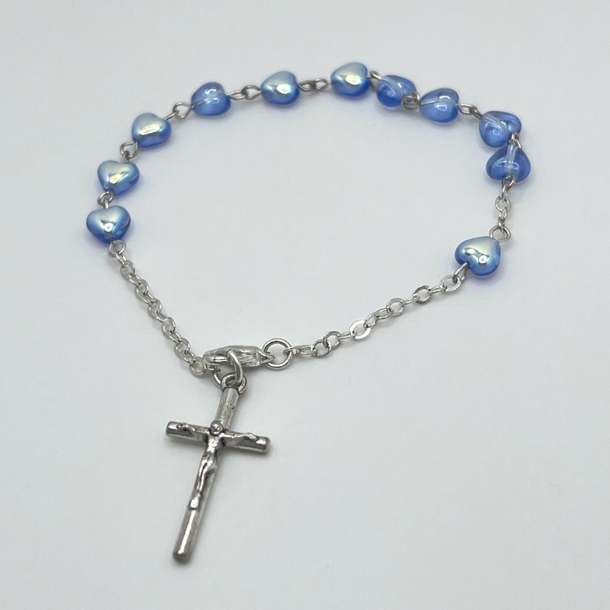 Pulsera de cristal con corazones – cuentas de 6 mm