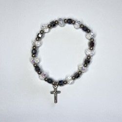 Pulsera de cristal en forma de cubo plateada