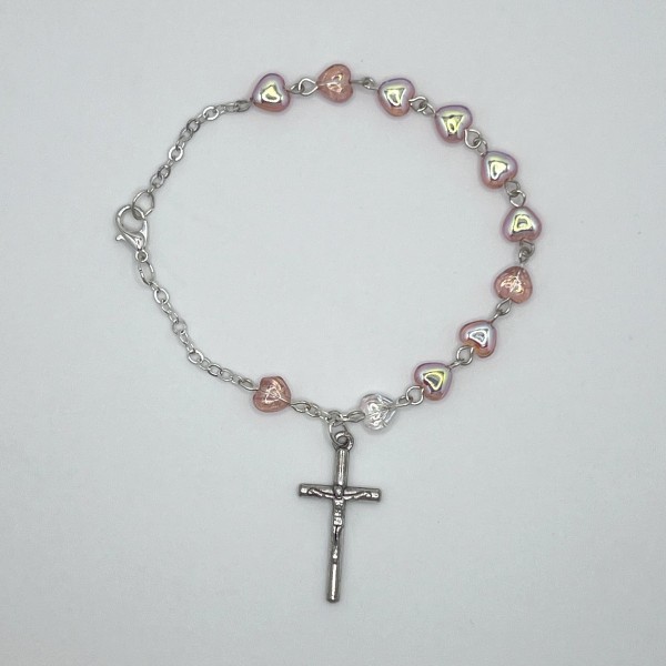 Pulsera de cristal con corazones – cuentas de 6 mm