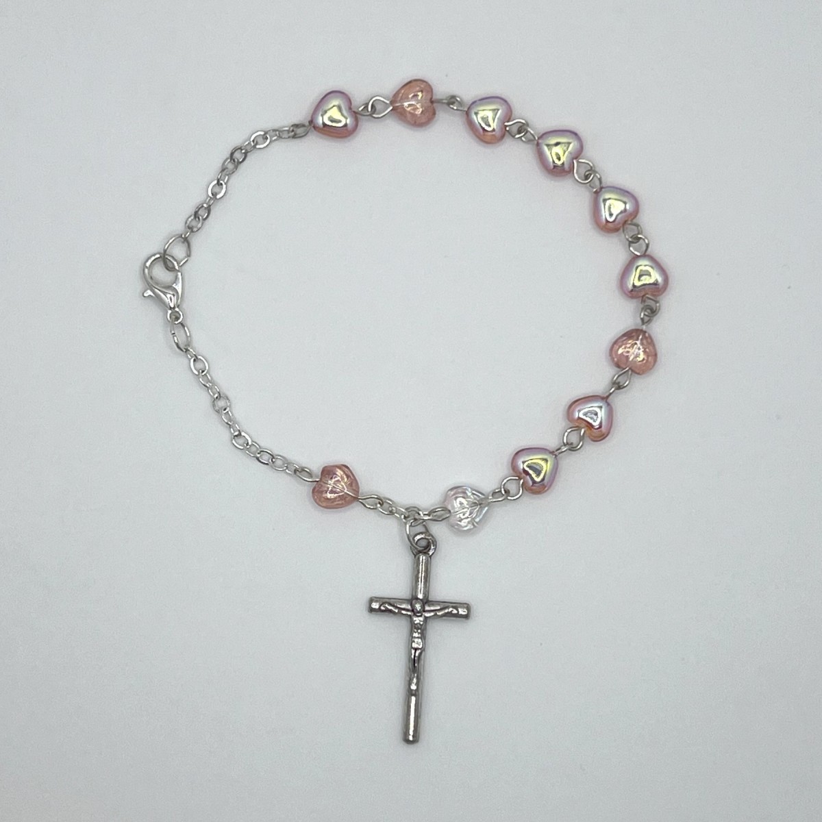 Pulsera de cristal con corazones – cuentas de 6 mm