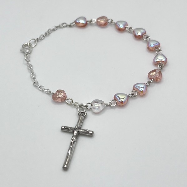 Pulsera de cristal con corazones – cuentas de 6 mm