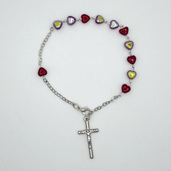 Pulsera de cristal con corazones – cuentas de 6 mm