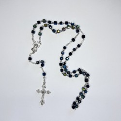 Rosario de cristal en forma de cubo negro