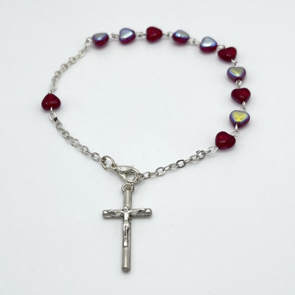 Pulsera de cristal con corazones – cuentas de 6 mm