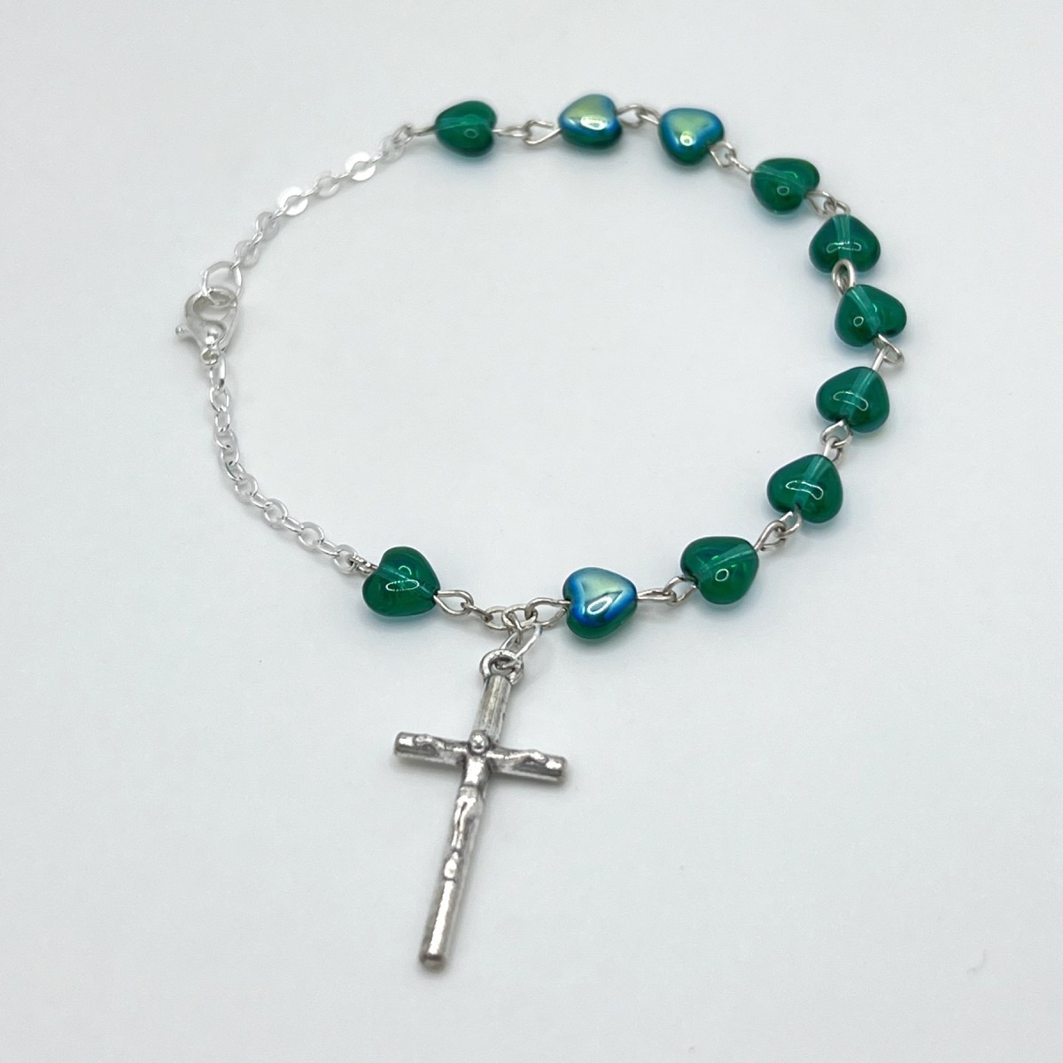 Pulsera de cristal con corazones – cuentas de 6 mm